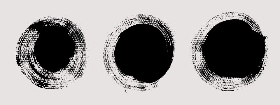 Brush strokes vector. Set of round text boxes Stock Illustration