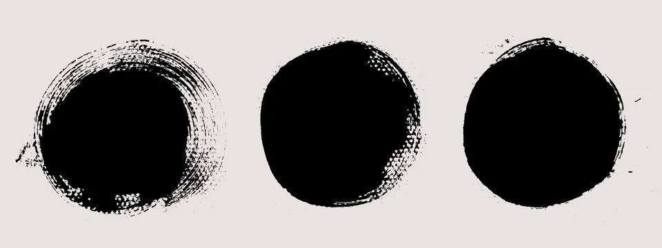 Brush strokes vector. Set of round text boxes Stock Illustration