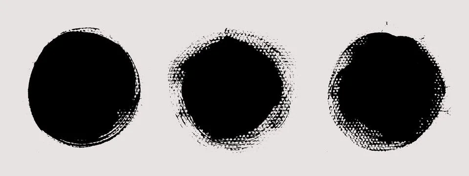 Brush strokes vector. Set of round text boxes Stock Illustration