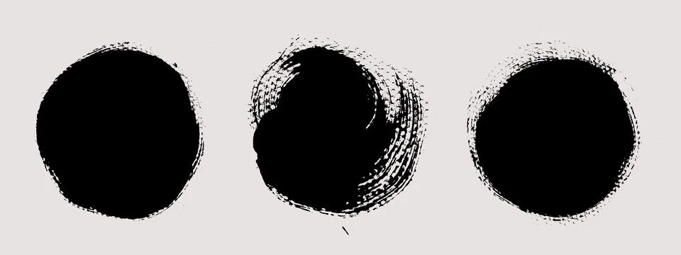 Brush strokes vector. Set of round text boxes Stock Illustration