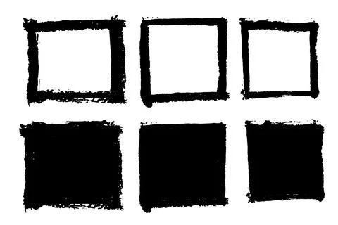 Brush strokes vector. Set of square text boxes and frames Stock Illustration