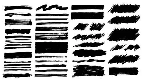 Brush strokes vector. Set of text boxes. Paintbrush collection Stock Illustration