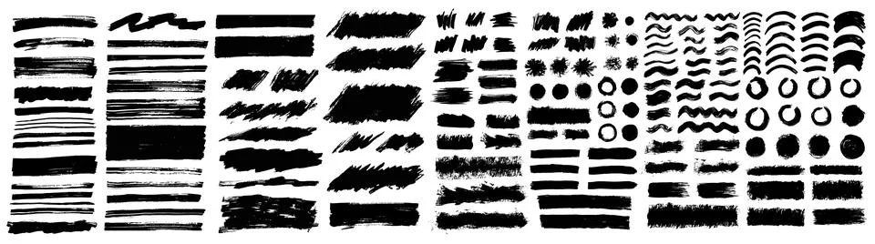 Brush strokes vector. Set of text boxes. Paintbrush collection. Grunge design Stock Illustration