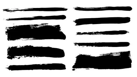 Brush strokes vector. Set of text boxes. Paintbrush collection. Grunge design Stock Illustration