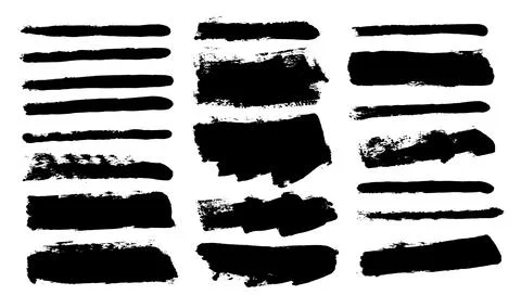 Brush strokes vector. Set of text boxes. Paintbrush collection. Grunge design Stock Illustration