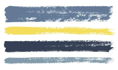 Brush strokes vector. Yellow and blue backgrounds. Colorful set of text boxes Stock Illustration