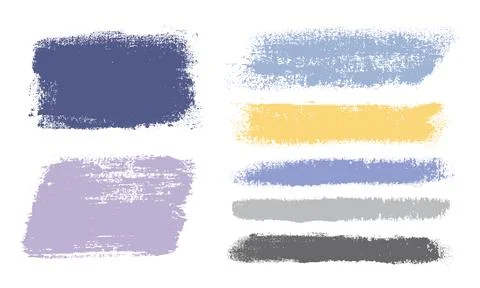 Brush strokes vector. Yellow and blue backgrounds. Colorful set of text boxes Stock Illustration
