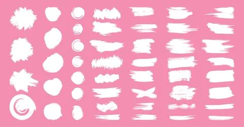 Brush strokes white text boxes painted objects set Stock Illustration