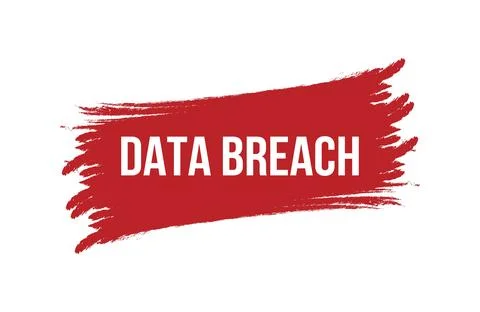 Brush style Data Breach red banner design isolated on white background. Stock Illustration