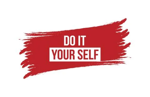 Brush style do it yourself red banner design isolated on white background. Stock Illustration