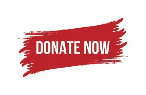 Brush style donate now red banner design isolated on white background. Stock Illustration