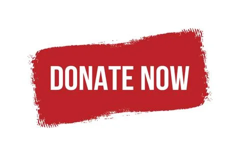 Brush style donate now red banner design isolated on white background. Stock Illustration
