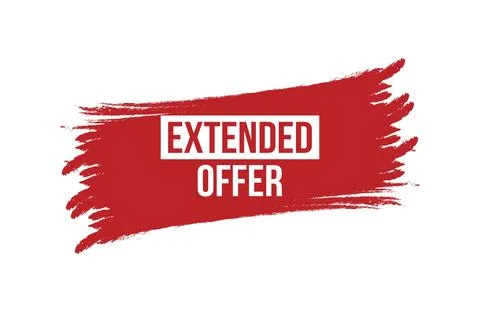 Brush style extended offer red banner design isolated on white background. Stock Illustration