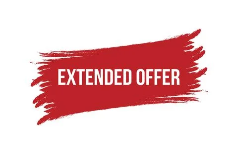 Brush style extended offer red banner design isolated on white background. Stock Illustration