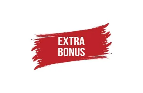 Brush style Extra bonus red banner design on white background. Stock Illustration