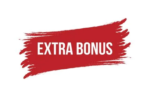 Brush style extra bonus red banner design isolated on white background. Stock Illustration