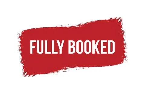 Brush style fully booked red banner design isolated on white background. Stock Illustration