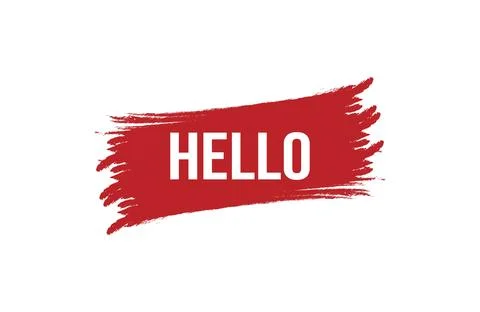 Brush style hello red banner design on white background. Stock Illustration
