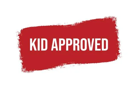Brush style Kid Approved red banner design isolated on white background. Stock Illustration