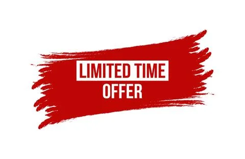 Brush style limited time offer red banner design isolated on white background Stock Illustration