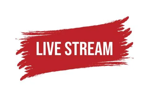 Brush style live stream red banner design isolated on white background. Stock Illustration