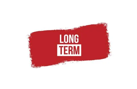 Brush style Long-Term red banner design isolated on white background. Stock Illustration
