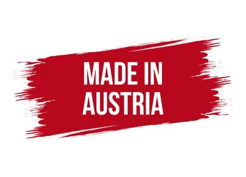 Brush style made in Austria red vector banner illustration isolated on whit.. Stock Illustration
