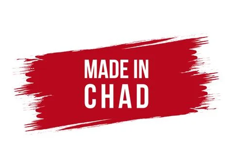 Brush style made in Chad red vector banner illustration isolated on white b.. Stock Illustration
