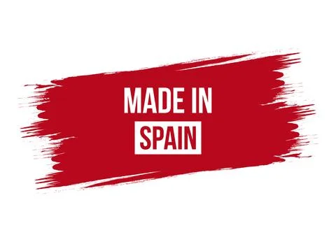 Brush style made in Spain red vector banner illustration isolated on white .. Stock Illustration