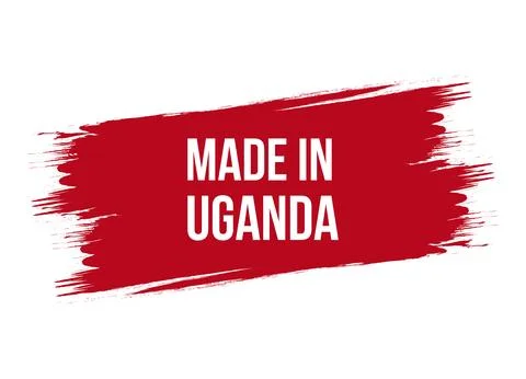 Brush style made in Uganda red vector banner illustration isolated on white.. Stock Illustration