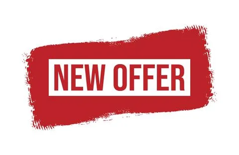 Brush style new offer red banner design isolated on white background. Stock Illustration