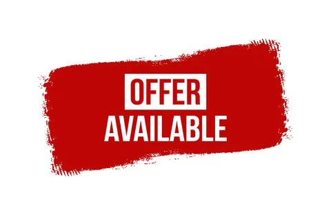Brush style Offer Available red banner design isolated on white background. Stock Illustration