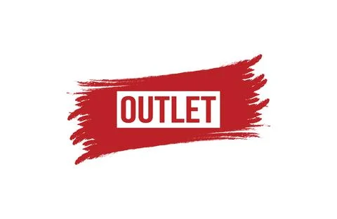 Brush style outlet red banner design isolated on white background. Stock Illustration