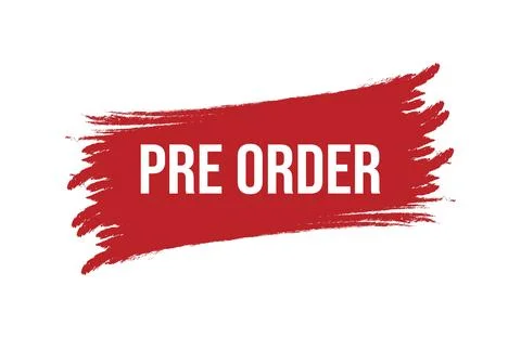 Brush style pre order red banner design isolated on white background. Stock Illustration
