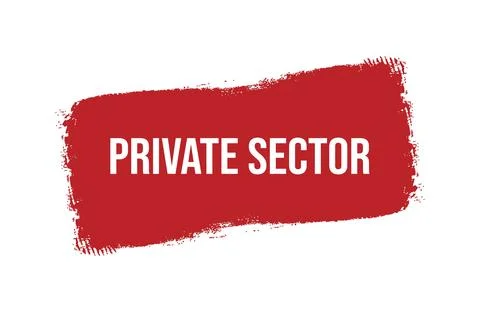 Brush style private sector red banner design isolated on white background. Stock Illustration