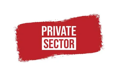 Brush style private sector red banner design isolated on white background. Stock Illustration