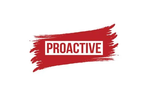 Brush style Proactive red banner design isolated on white background. Stock Illustration