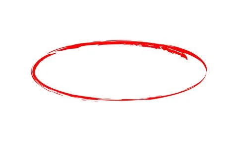 Brush-style red circular frame with scratchy, uneven lines. Stock Illustration