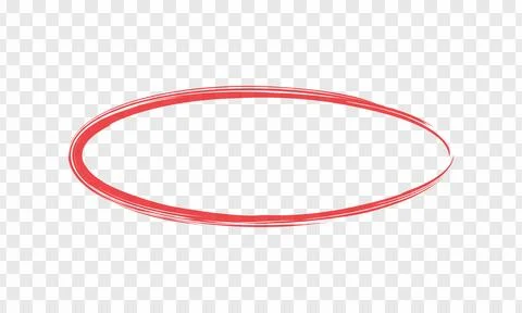Brush-style red circular frame with scratchy, uneven lines. Stock Illustration