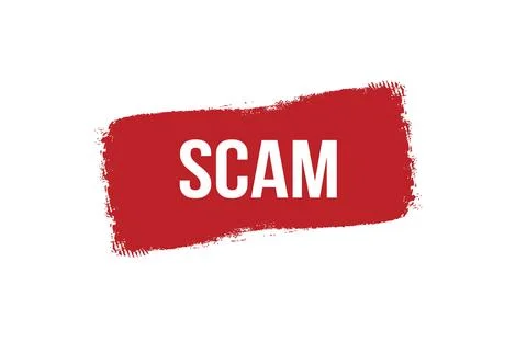 Brush style Scam red banner design on white background. Stock Illustration