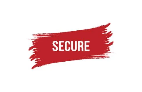 Brush style Secure red banner design on white background. Stock Illustration