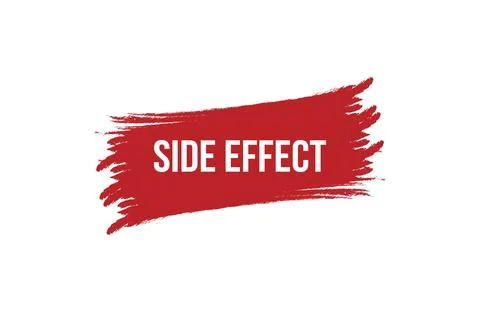 Brush style side effect red banner design isolated on white background. Illustrazione stock