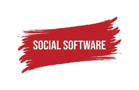 Brush style social software red banner design isolated on white background. Stock Illustration