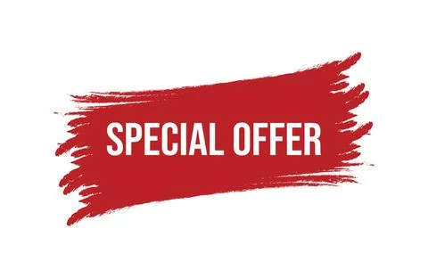 Brush style special offer red banner design isolated on white background. Stock Illustration