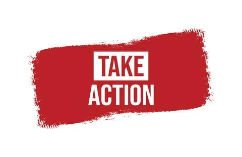 Brush style take action red banner design isolated on white background. Stock Illustration