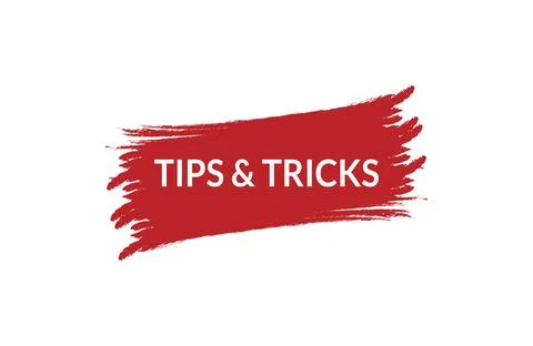Brush style tips &amp; tricks red banner design isolated on white background. Stock Illustration