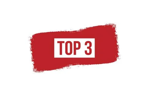 Brush style top 3 red banner design isolated on white background. Stock Illustration