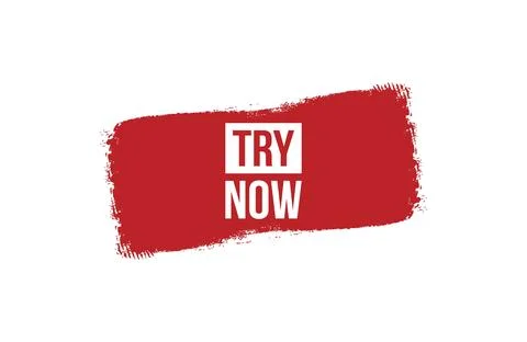 Brush style try now red banner design isolated on white background. Stock Illustration