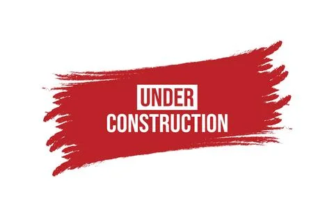 Brush style under construction red banner design isolated on white background Stock Illustration