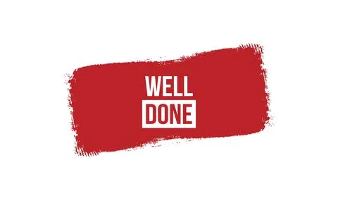 Brush style well done red banner design isolated on white background. Stock Illustration